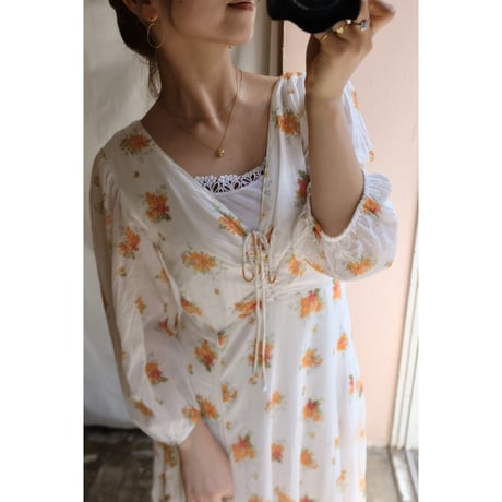 orange flower one-piece
