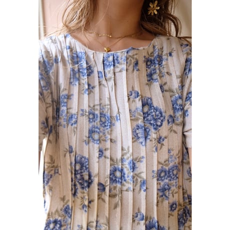 blue flower one-piece
