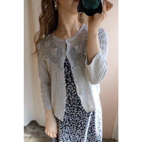 gray crochet cardigan