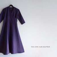 パールボタンのカシュクールワンピース（紫）