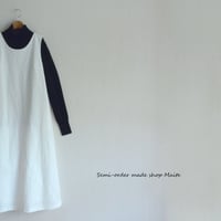 白のノースリーブワンピース　天日干しコットンリネン