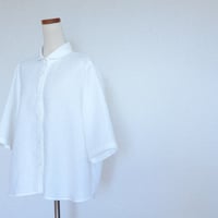 Ｍ様専用のオーダーページ　リネンの丸襟半袖シャツ　オフホワイト