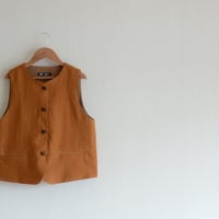 Ｍ様専用のオーダーページ　麻ウールのノーカラーベスト　レンガ
