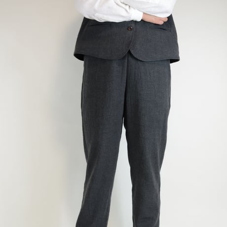 麻ウールのパンツ　チャコールグレー　秋冬