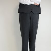 麻ウールのパンツ　チャコールグレー　秋冬