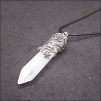 フラワーラップパワーストーンネックレス（水晶）U0165