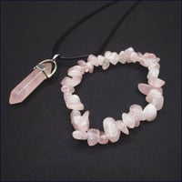 六角柱パワーストーンネックレス＆ブレスレット（紅水晶）U0100