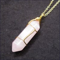 六角柱パワーストーンチェーンネックレス（紅水晶）U0137