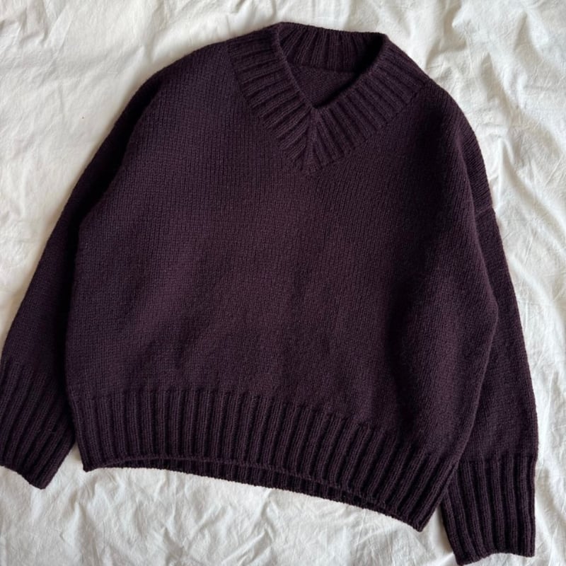 t. japan　v neck hand knit 日本語文章パターン付キット Hannah Sweater V-neck | K2tog Yar