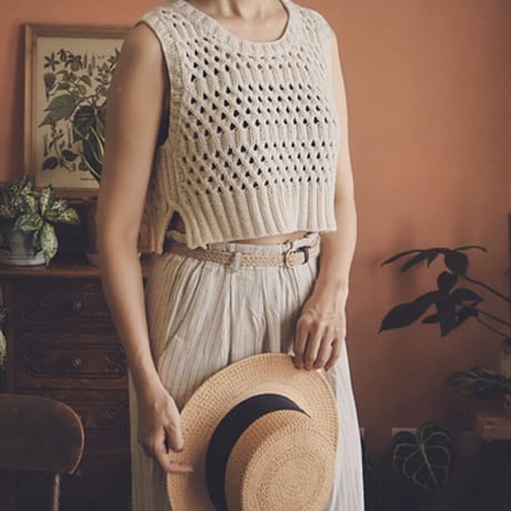 日本語文章パターン付キット Rota Sleeveless Top (Line & Long version)