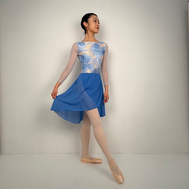 スティナ　ツイードレオタード　ライトブルー stina / type H half sleeve / light blue tweed