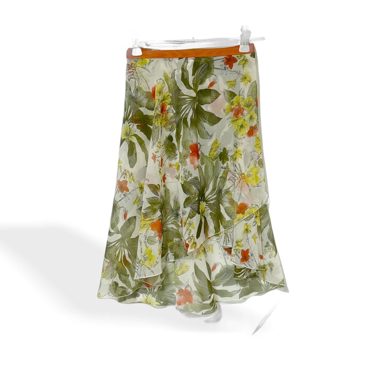 バックテイルラップスカート シフォン ホワイトガーデン<20621