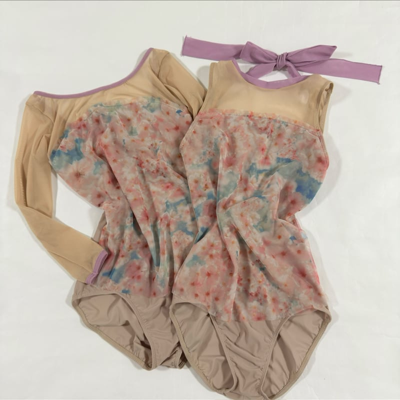 10832＞ERIN BALLET ART ラウンドネックレオタード CHERRY