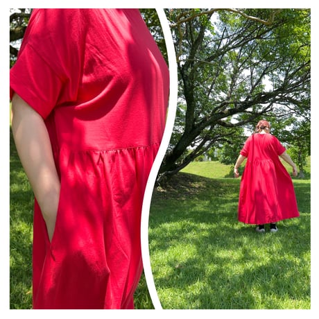 Gather dryT-shirt dress / Red