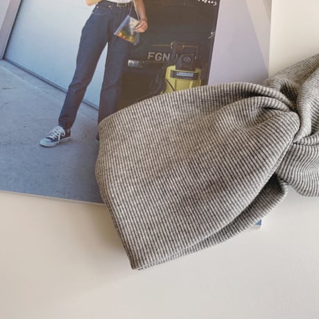 Peru T-shirt RIB turban / Gray ・Black