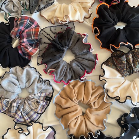 T-shirt BIG Chou Chou scrunchies +tulle dots /organic knitting cotton