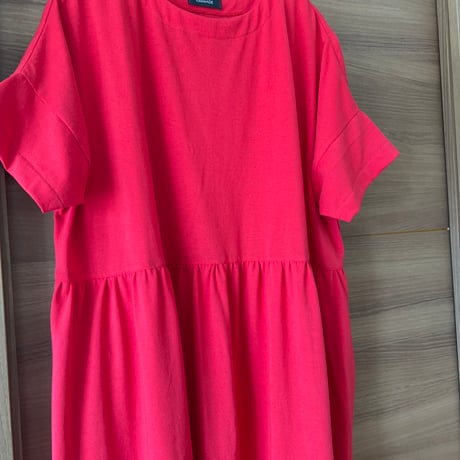 Gather dryT-shirt dress / Red