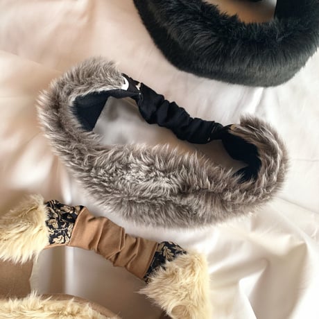 eco fur turban gray