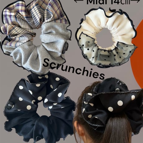 T-shirt BIG Chou Chou scrunchies +tulle dots /organic knitting cotton