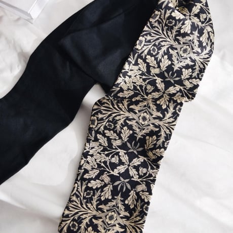 leaves black ivory × T-shirt black / ribbon turban