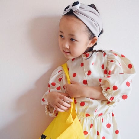 Kids cross turban  / ripple dot × black or beige