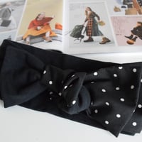 black dots ribbon turban x black