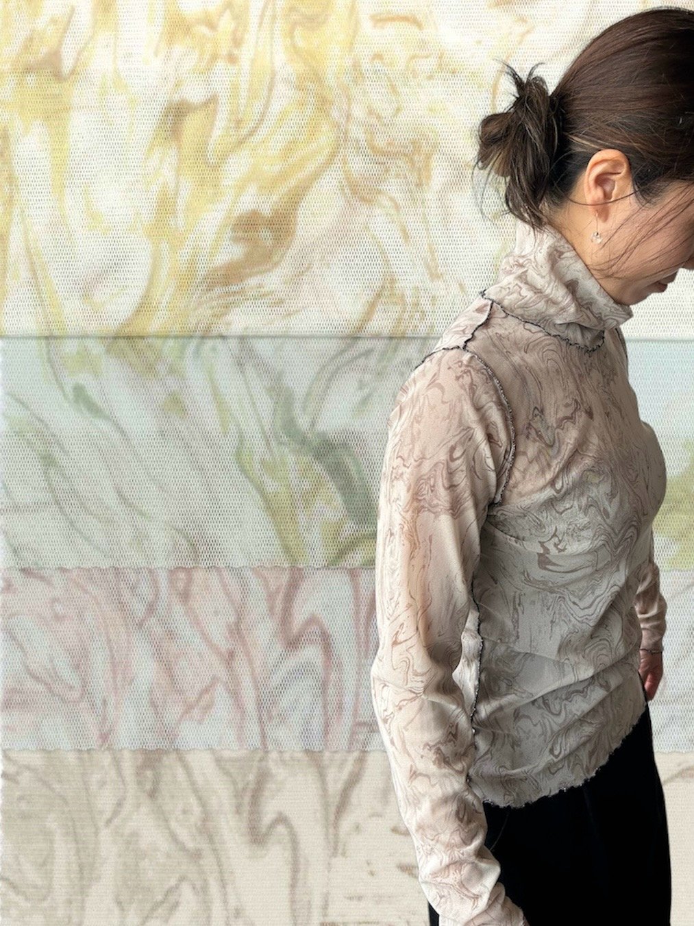 Liten sheer sculpture tops シアー liten Sheer Sculpture Tops ブラック