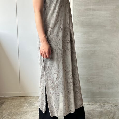 Sheer no sleeves dress “marble “