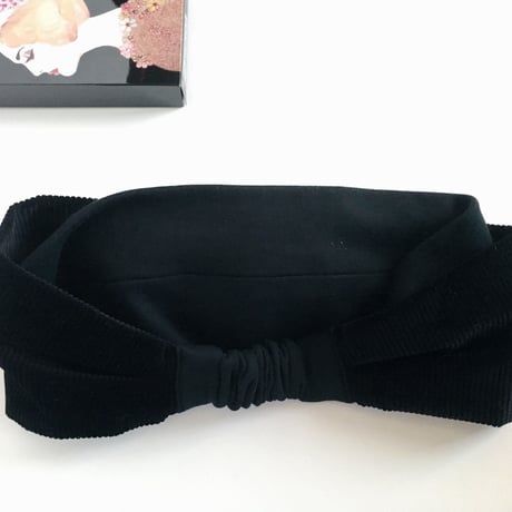 corduroy ribbon turban black
