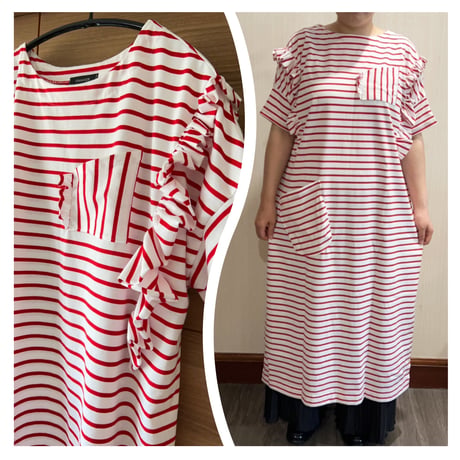 【semi-custom order】Border T-shirt Giza cotton dress