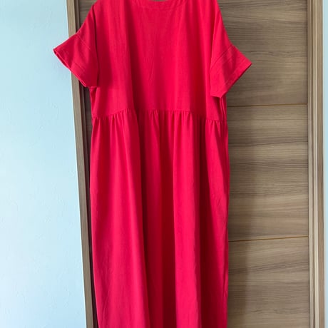 Gather dryT-shirt dress / Red