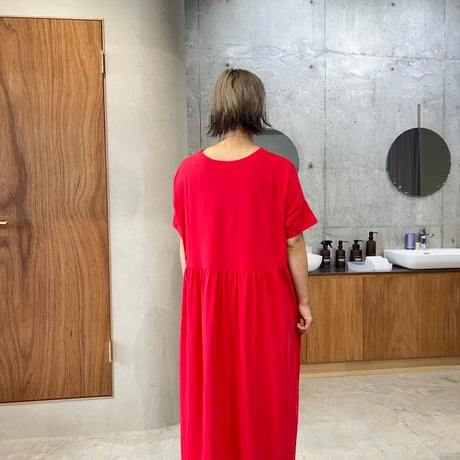 Gather dryT-shirt dress / Red