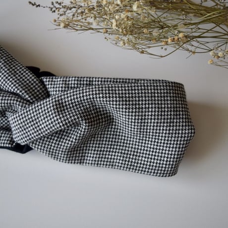 wool ×T-shirt cross turban / gingham・Chidori・shaggy