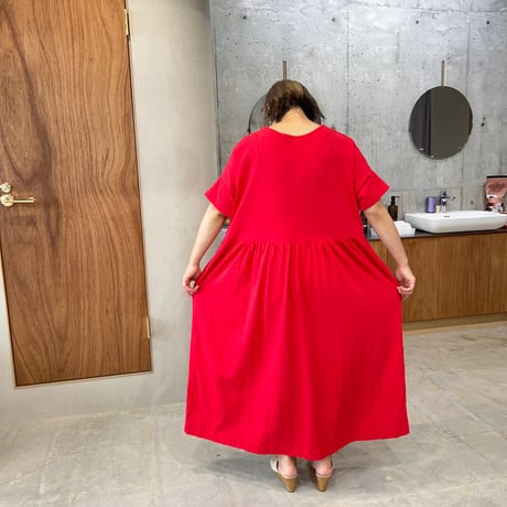 Gather dryT-shirt dress / Red