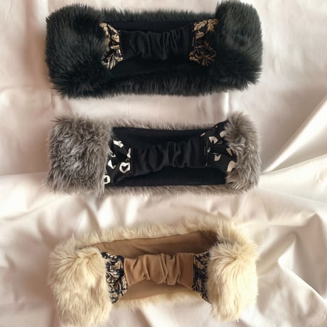 eco fur turban gray