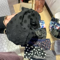 【数量限定】velvet dots black /  cross turban