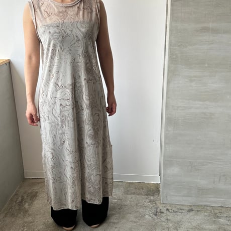 Sheer no sleeves dress “marble “