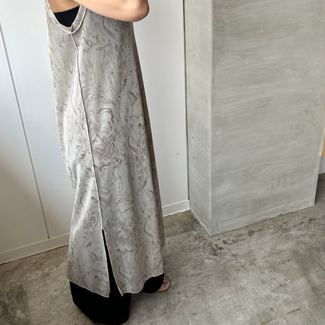 Sheer no sleeves dress “marble “