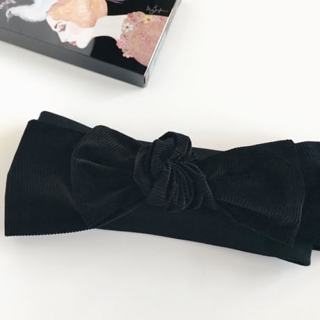 corduroy ribbon turban black
