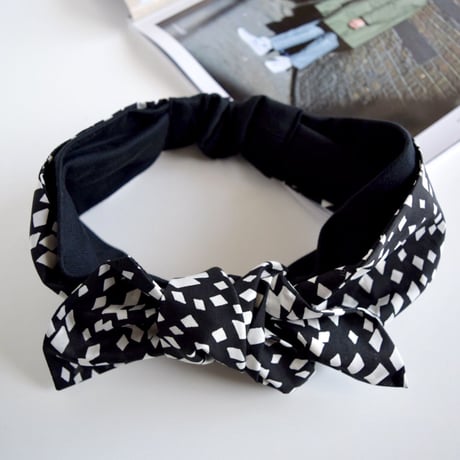 Scarf turban / dia dots  × base T-shirt black