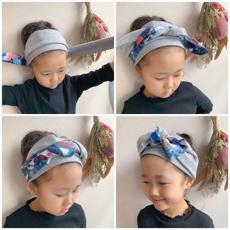 ribbon turban / Leopard dots × T-shirt