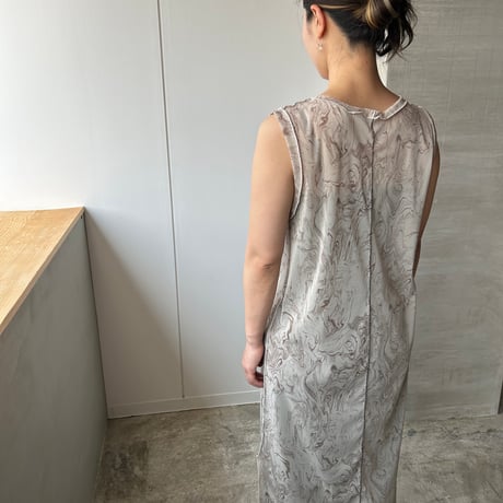 Sheer no sleeves dress “marble “