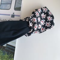 cross turban / Marguerite  × black / マーガレット柄  ヘアバンド
