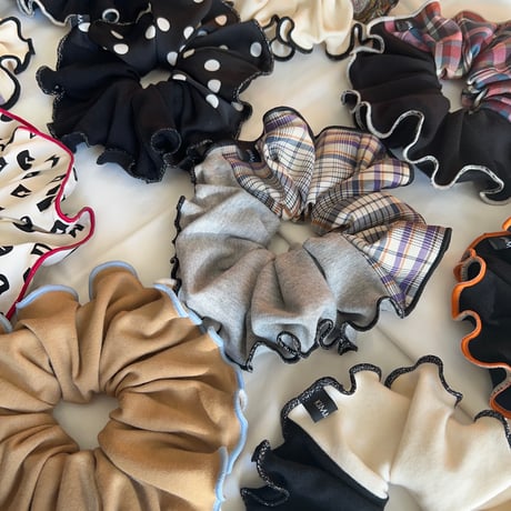 T-shirt BIG Chou Chou scrunchies +tulle dots /organic knitting cotton