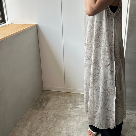 Sheer no sleeves dress “marble “