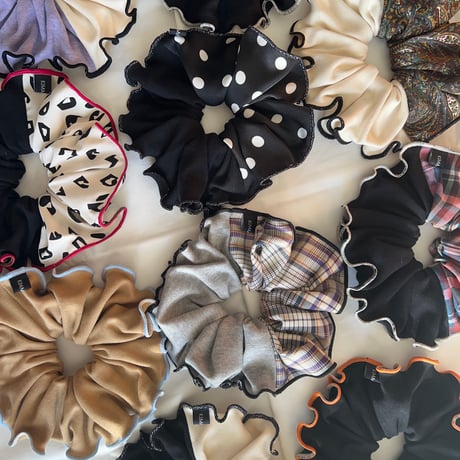 T-shirt BIG Chou Chou scrunchies +tulle dots /organic knitting cotton