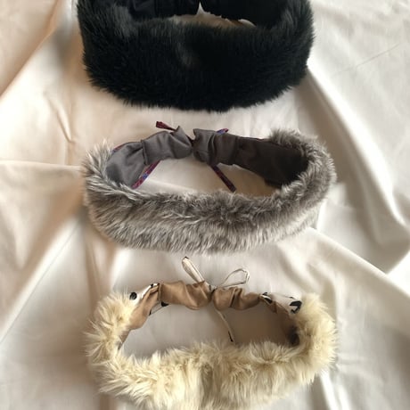 【 kids】eco fur turban /black /gray/off-white