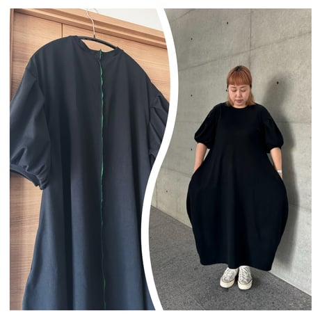 balloon T-shirt dress / Black
