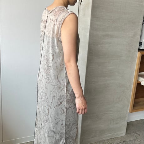 Sheer no sleeves dress “marble “