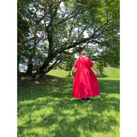 Gather dryT-shirt dress / Red